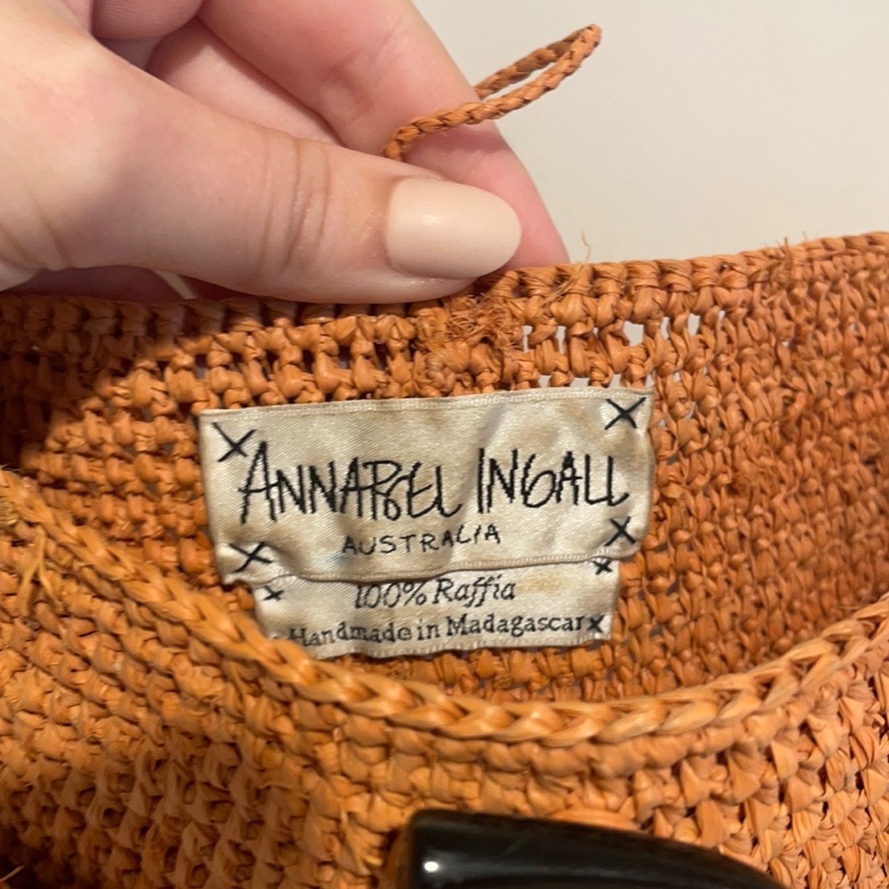 Annabel Ingall Orange Raffia Shoulder Bag - Picture 2 of 7